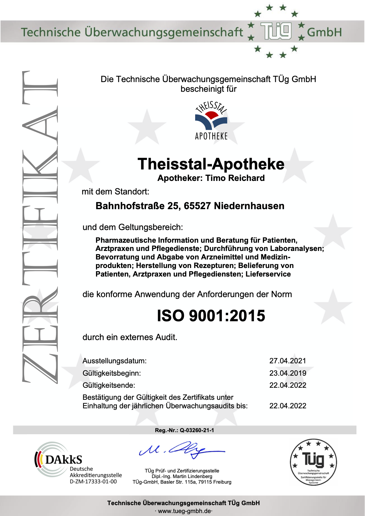 Zertifikat nach ISO 9001:2015
